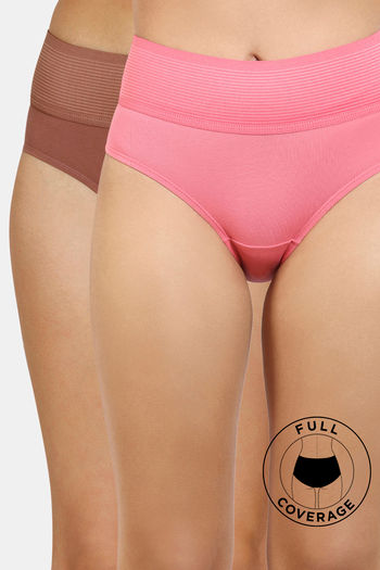 Buy Zivame High Rise Full Coverage Tummy Tucker Hipster Panty (Pack of 2) - Multicolor